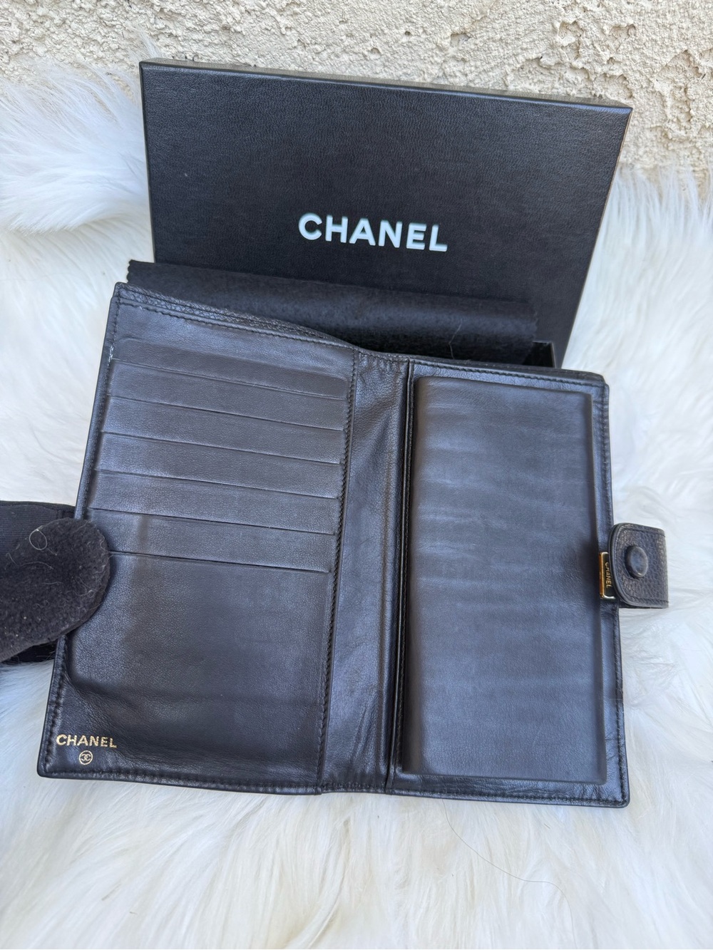 CHANEL Black Caviar Leather long Wallet with Embossed CC/ gift box - Picture 7 of 13